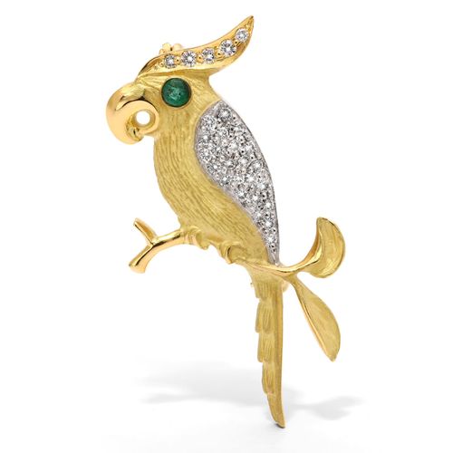 Broche Giovanni Pássaro de Ouro com Esmeralda e Diamantes 121338