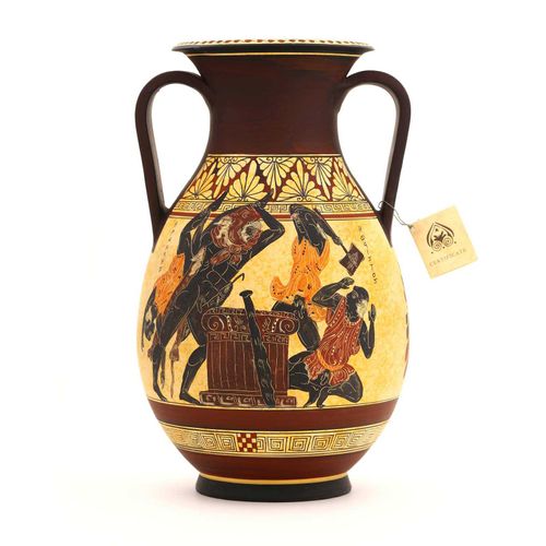 Ânfora Desenho Grego com 2 Alças em Cerâmica 35 cm 143360