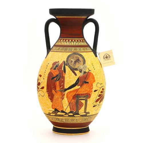 Ânfora Desenho Grego com Duas Alças em Cerâmica 35 cm 143372