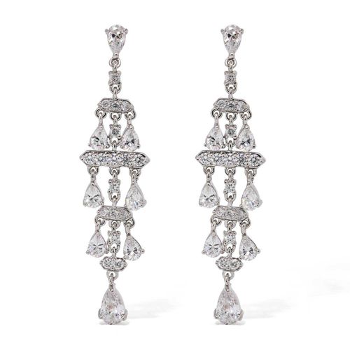 Par de Brinco de Prata Chandelier com Zirconias Aprox. 6,38 cts 183488