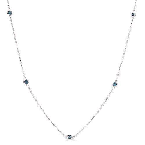Colar de Prata Ponto de Luz com Diamantes Azuis Aprox. 1,50 cts 154141
