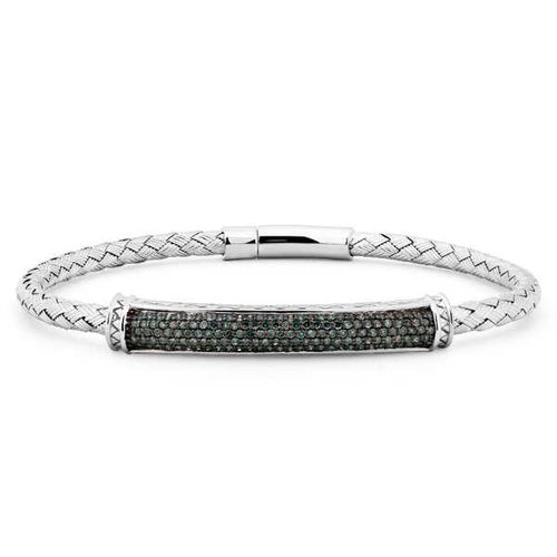 Bracelete de Prata com Diamantes Verdes Aprox. 65 pts 138292