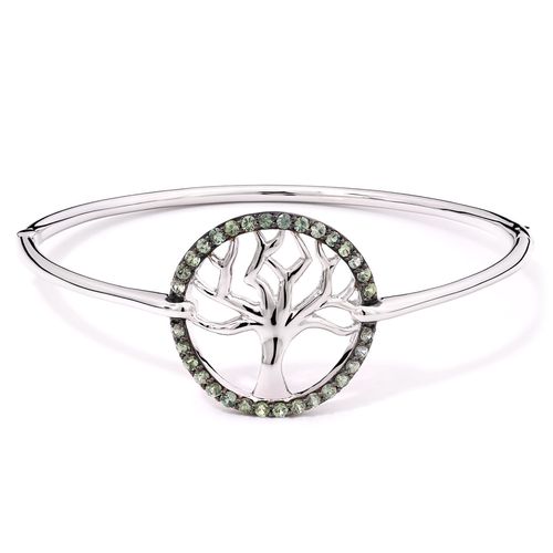 Bracelete de Prata Eva LaRue Árvore da Vida com Safiras Verdes 173594
