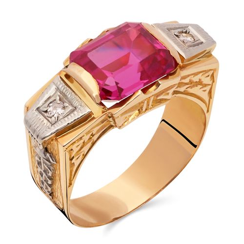 Anel Formatura De Direito Pedra Sintética e Diamantes Ouro Rosé 196686