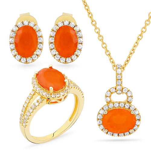 Conjunto de Prata com Opala e Zircônias 152910