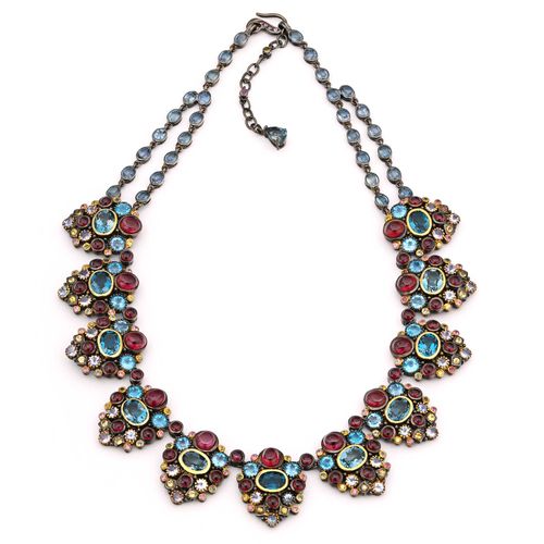 Colar de Prata Luxo com Safiras, Topázios London Blue, Rodolitas e Tanzanitas 175374