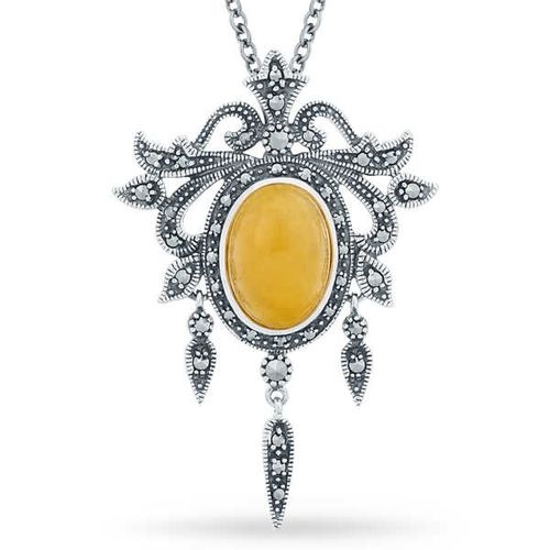 Pingente Chandelier de Prata com Ágata Amarela e Marcassitas 142851