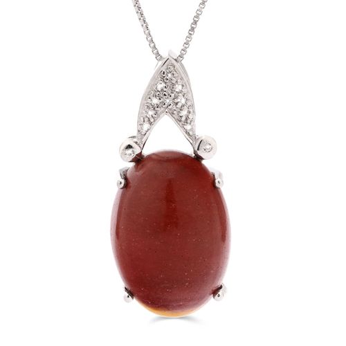 Pingente com Mokaita Oval Aprox 10,5 cts  e Topázio Branco em Prata 155697