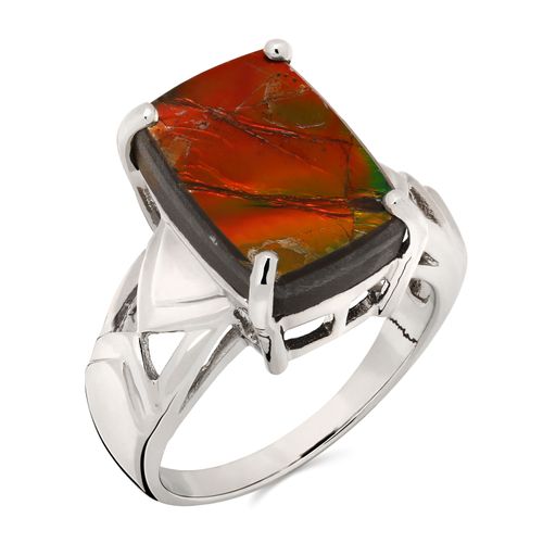 Anel de Prata com Ammolite Retangular Aprox. 5 cts 155840