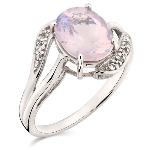 Anel Com Quartzo Lavanda  E Topázio Branco Prata 156655