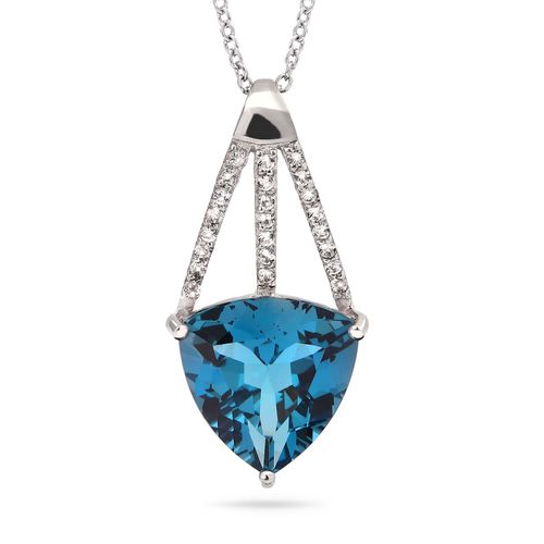 Pingente de Prata com Topázio London Blue Deltar Aprox. 4,17 cts e Topázios Brancos 158338