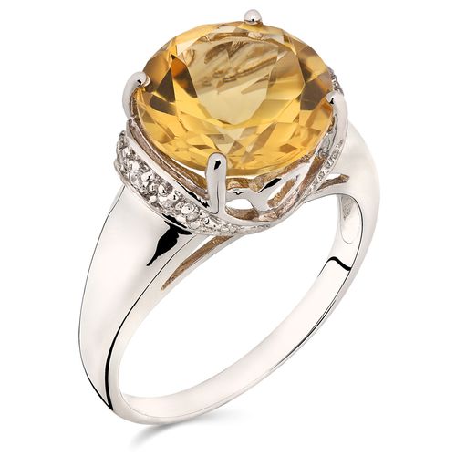 Anel Com Quartzo Champagne Oval e Topázio Branco Prata 158291