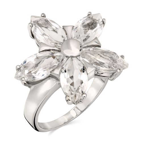Anel de Prata Flor com Goshenite Aprox. 3,99 cts 159954