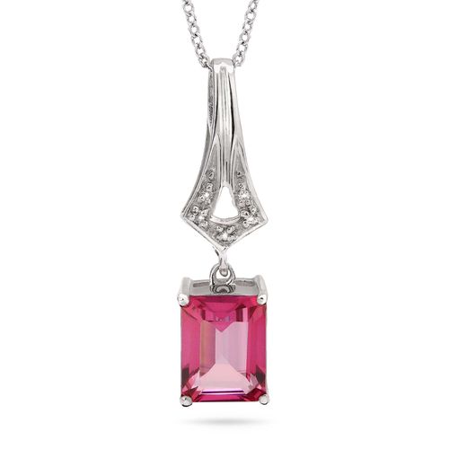 Pingente de Prata Topazio Flamingo Aprox. 2,40 cts e Topazios Brancos 161199