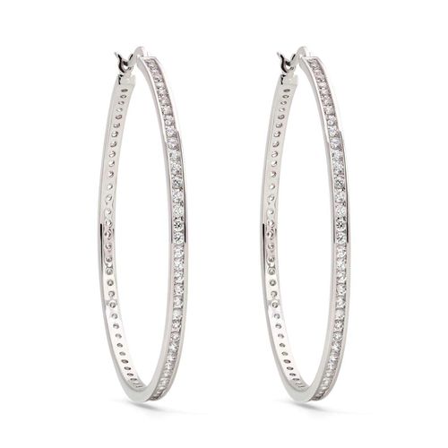 Par de Brinco Argola de Prata com Zirconias Aprox. 14,45 cts 183503