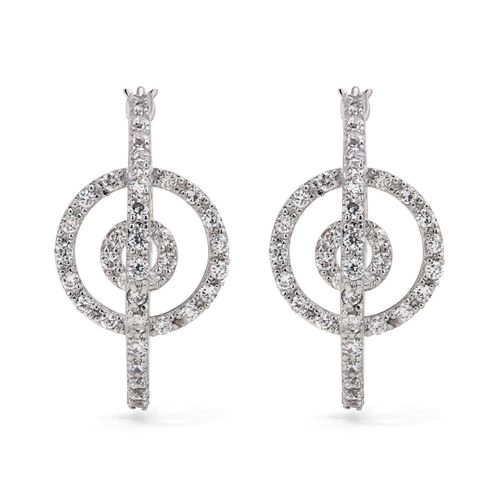 Par de Brinco de Prata Argola com Zircônias Aprox. 7 cts 183517