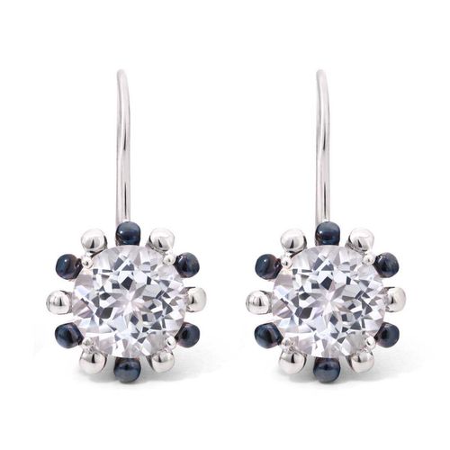 Par de Brinco de Prata com Topazios Brancos Aprox. 6,11 cts 175814