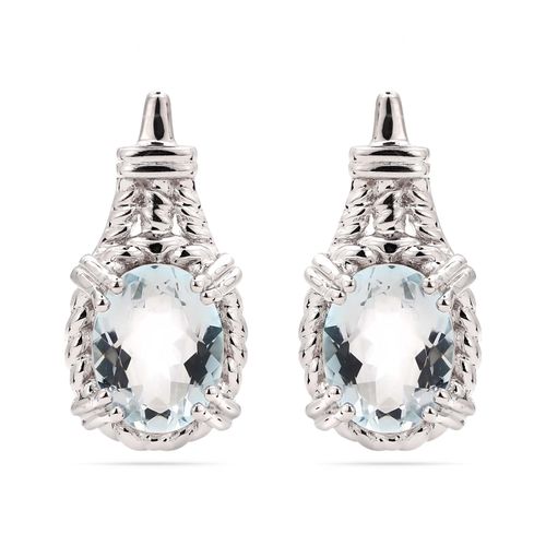 Par de Brinco de Prata com Agua Marinha Aprox. 3 cts 173665