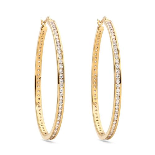 Par de Brinco Argola de Prata com Zirconias Aprox. 14,45 cts 183504