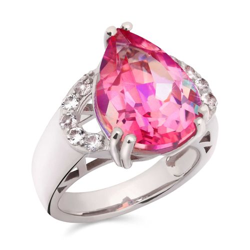 Anel com Topázio Rosa Gota Aprox. 8,79 cts Prata 157366