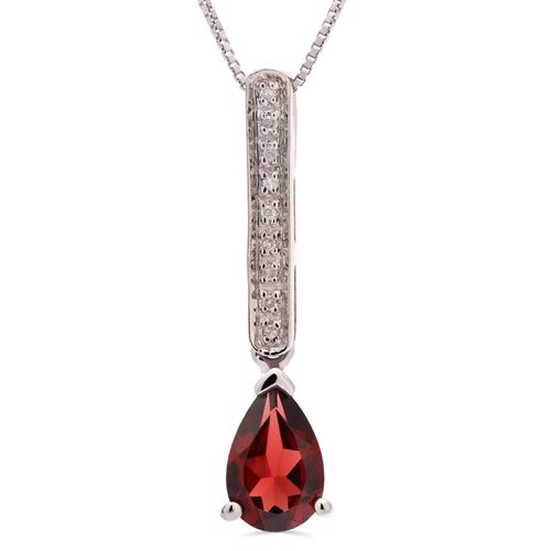 Pingente com Granada Moçambique Gota Aprox. 1,18 cts e Diamantes em Prata 154925