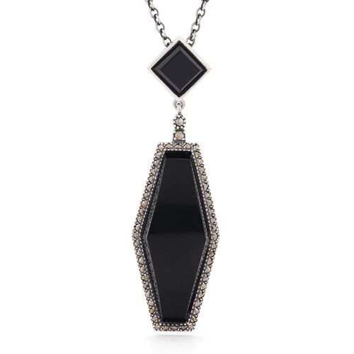 Pingente de Prata com Onix e Marcassitas 100265