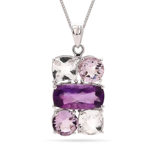 Pingente de Prata com Ametistas e Cristais Aprox. 11,80 cts 119670