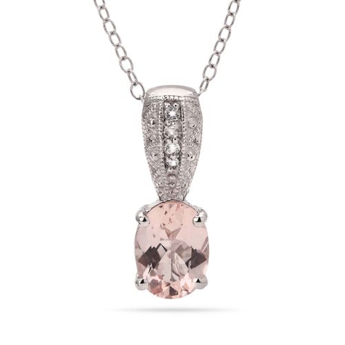 Pingente de Prata com Morganita Aprox. 1 ct e Topazios Brancos 131155