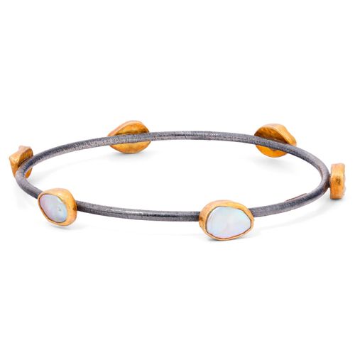 Bracelete de Prata e Ouro Ara Collection com Madre Pérola 103055