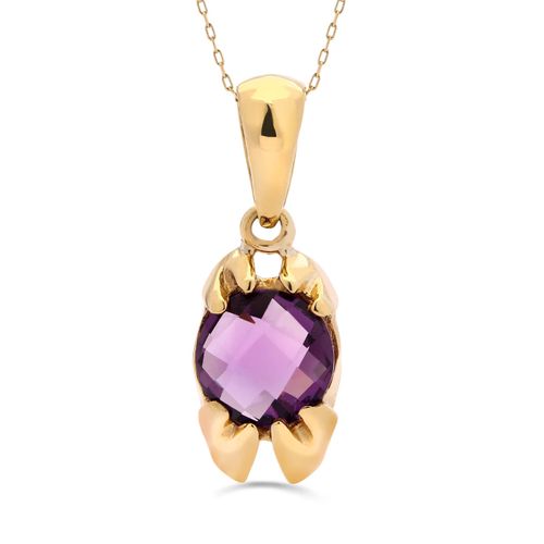 Pingente Ametista Redonda em Ouro Amarelo 18k 114355