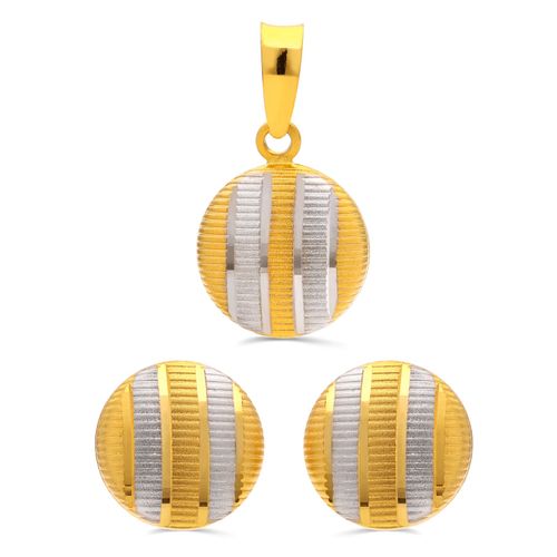 Conjunto Alshahba Redondo com Par de Brinco e Pingente de Ouro Amarelo 21k 120974