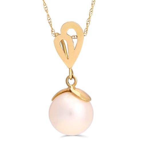 Pingente de Ouro com Perola Branca 9mm - 45 cm - Au Am 18k 135577