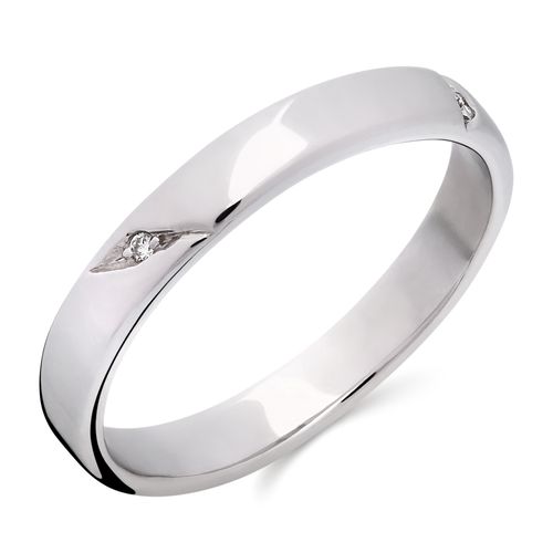 Aliança com 2 Diamantes Banho Ouro Branco 146359