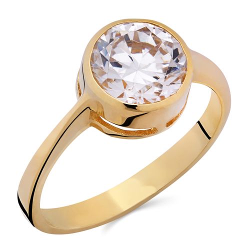 Anel Solitário com Zircônia Ouro Amarelo 149941