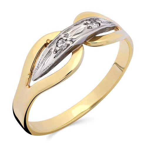 Anel Vazado Com Diamantes e Detalhe em Ouro Branco 153117
