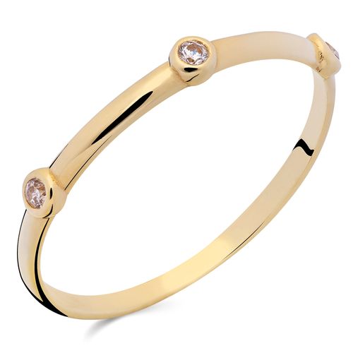 Anel Com 3 Zircônias Ouro Amarelo 190096
