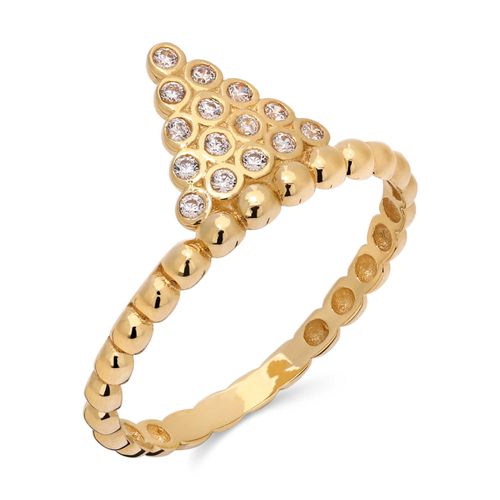 Anel Triângulo com Zircônias em Ouro Amarelo 18k 190148