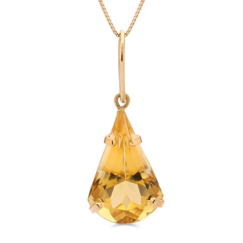 Pingente Pendulo Citrino em Ouro Amarelo 18k 190902