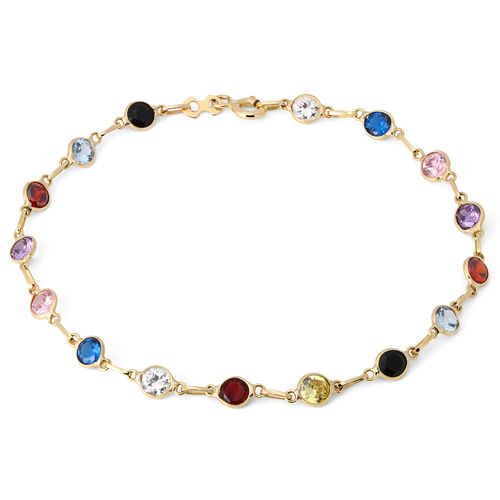 Pulseira com Zirconias Coloridas 20 cm Ouro Amarelo 194782