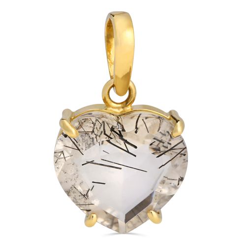 Pingente Coração de Quartzo Rutilado Linha Ouro Amarelo 18k 197033