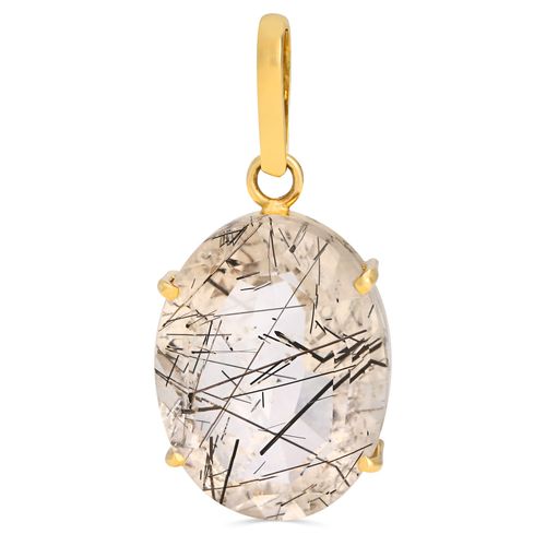 Pingente Cristal Rutilado Oval Ouro Amarelo 197036