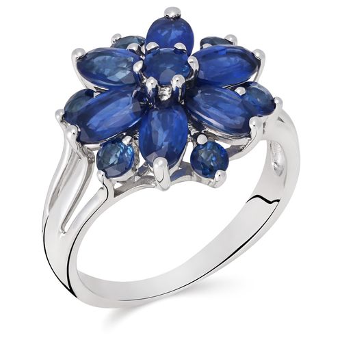Anel de Ouro Flor com Safiras Azuis Aprox. 2,5 cts Au Bco 18 k 197061