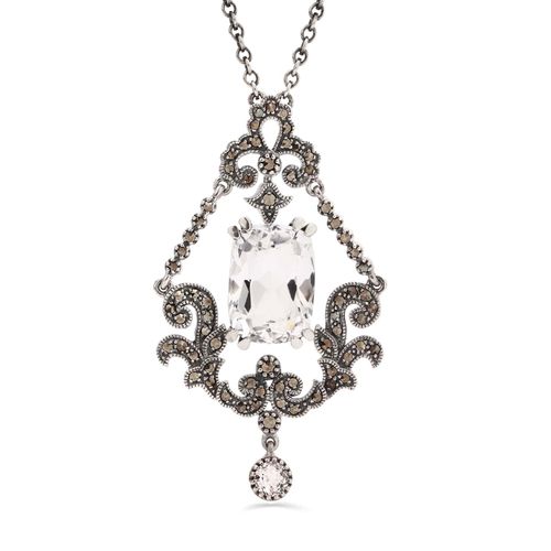 Pingente com Corrente de Prata com Cristal e Marcassitas 100039