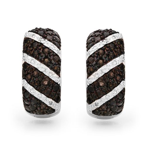 Par de Brinco de Prata com Topázios Smoke e Diamantes Aprox. 1.53 cts 101792