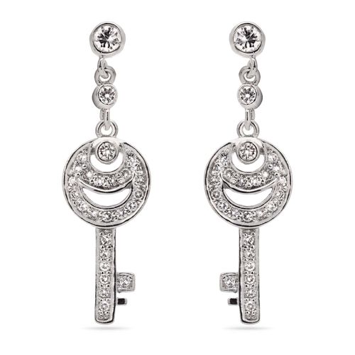 Par de Brinco Chavinha com Zircônias Aprox. 2,39 cts Prata 183552
