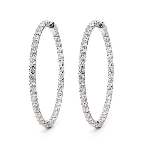 Par de Brinco Argola de Prata com Zircônias Aprox. 17,2 cts Prata 183674