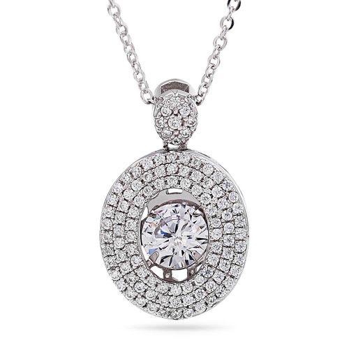 Pingente Oval de Prata Dancing Diamond com Zircônias 146567