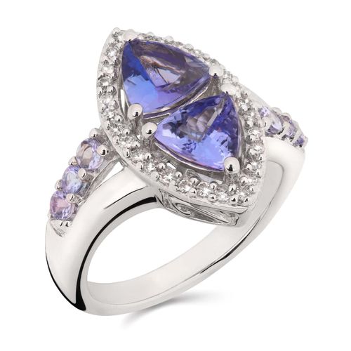 Anel em Prata com Tanzanitas Aprox. 1,5 cts e 28 Diamantes 105657