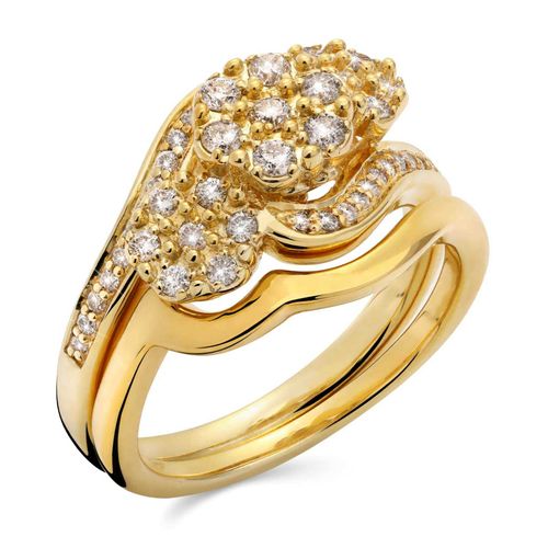 Anel de Prata Flor com Diamantes Aprox. 50 pts 133055