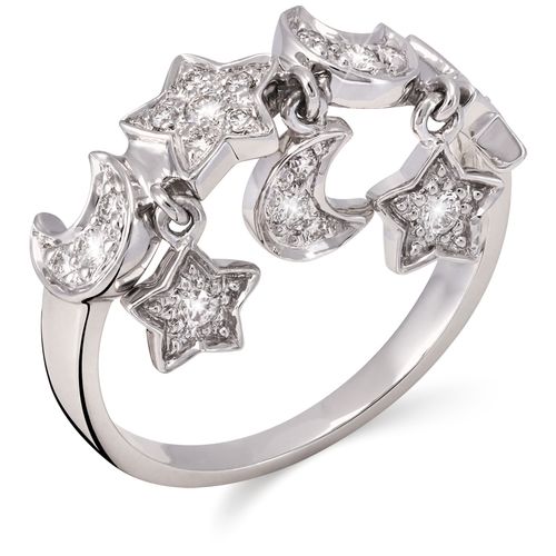 Anel de Ouro Branco com Berloques e Diamantes VS1 125581